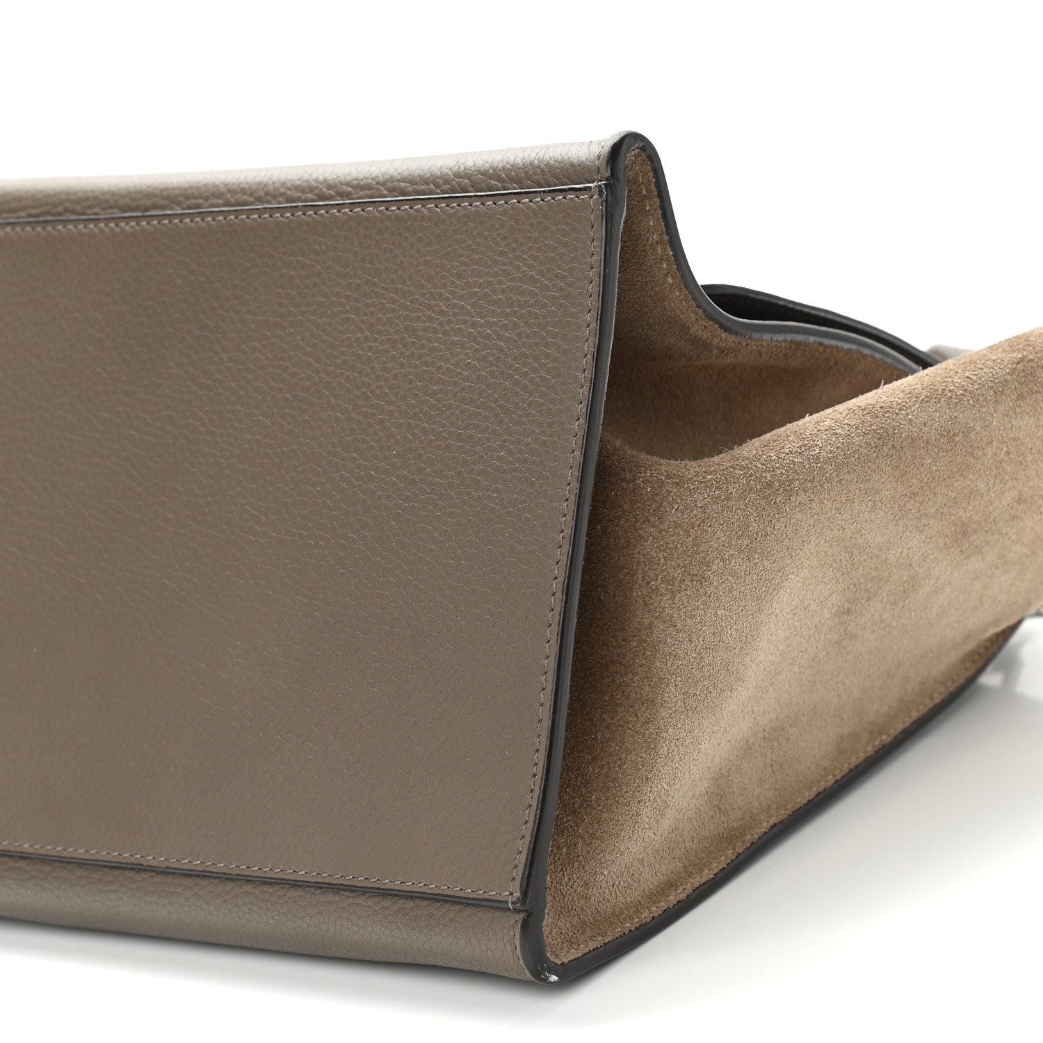 Celine Drummed Calfskin Suede Medium Trapeze Souris 7 of 9