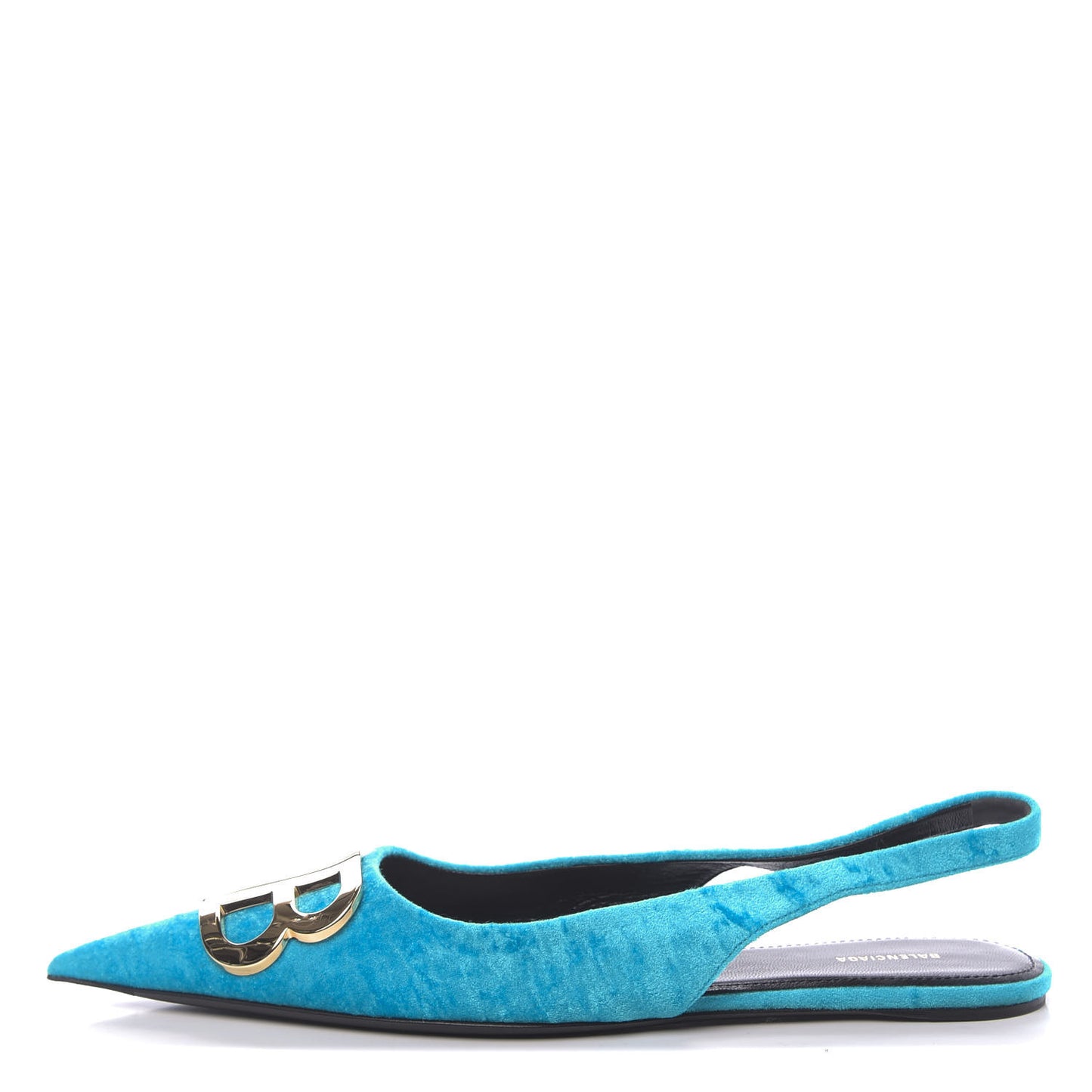 Crushed Velvet BB Knife Pointy Toe Slingback Flats 36.5 Turquoise