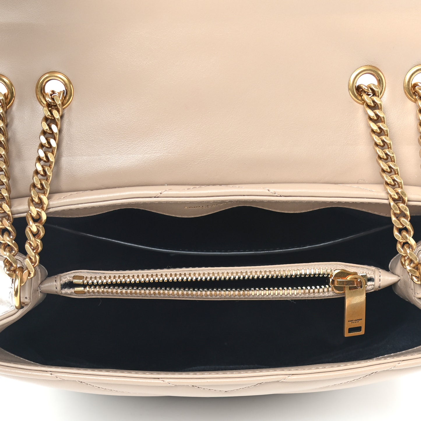 Calfskin Y Quilted Monogram Small Loulou Chain Satchel Dark Beige