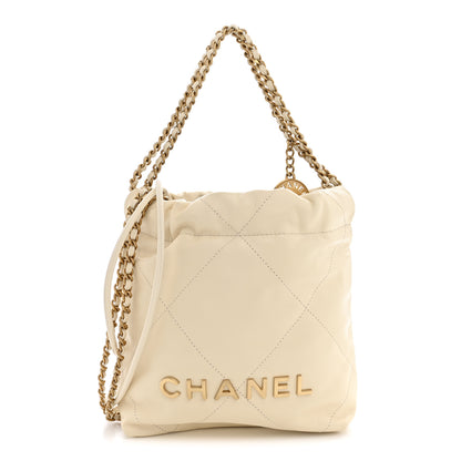 Chanel Shiny Calfskin Quilted Mini Chanel 22 Light Beige 1 of 11