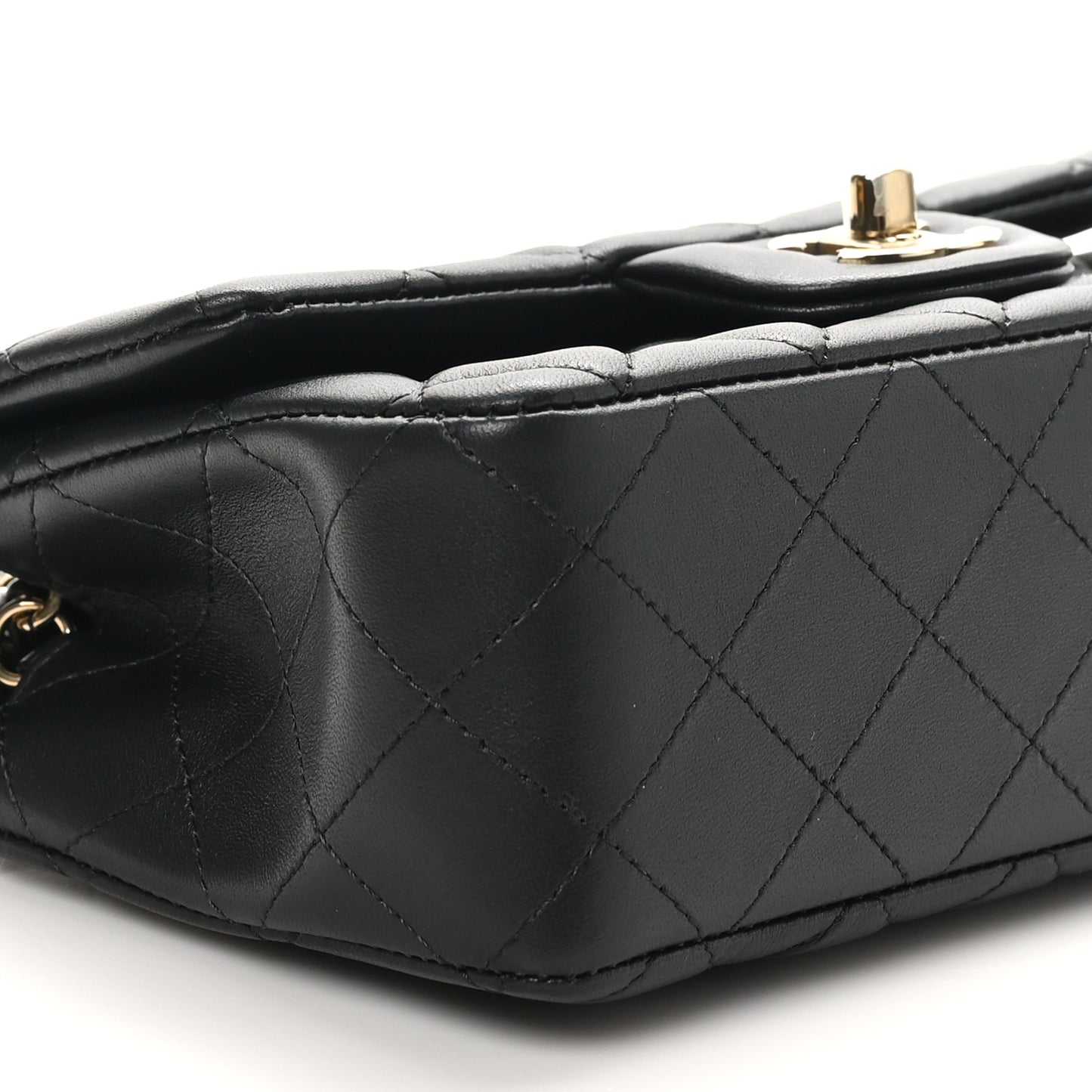 Lambskin Quilted Mini Rectangular Flap Black