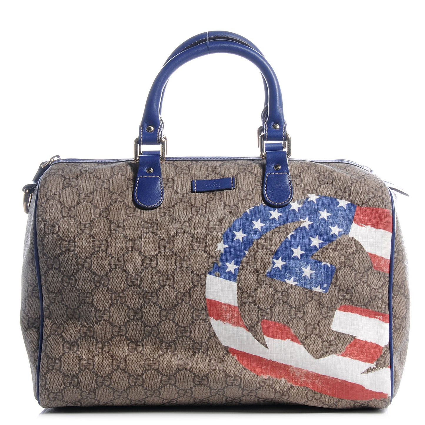 GG Plus Monogram Medium Boston USA Flag Unicef Duffle Blue