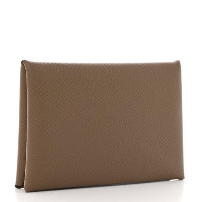 Hermes Epsom Calvi Card Case Etoupe 3 of 9