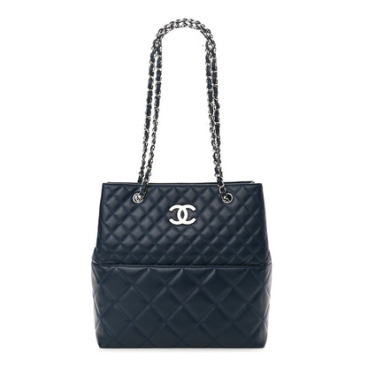 Chanel Calfskin Quilted In The Business North South Tote Blue 1 of 12