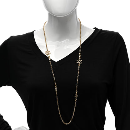 Chanel Crystal CC Heart Link Necklace Gold 2 of 6