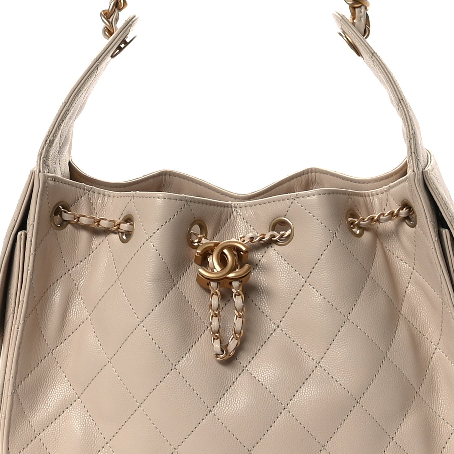 Caviar Quilted Small Chanel 25 Handbag Beige