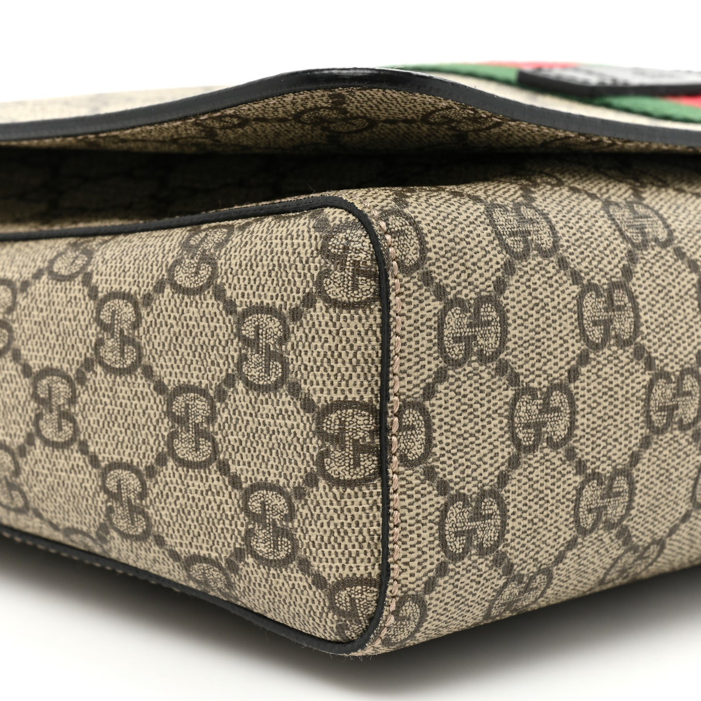 GG Supreme Monogram Web Flap Messenger Bag Black