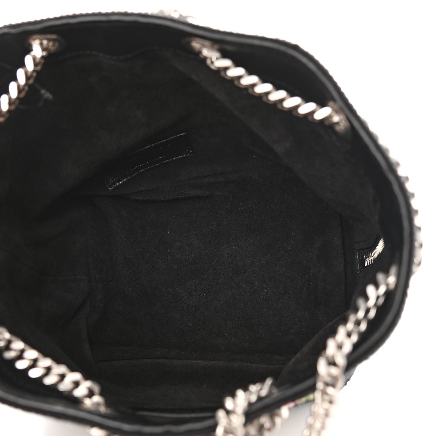 Saint Laurent Woven Wool Embroidered Baby Emmanuelle Bucket Bag Black 4 of 9