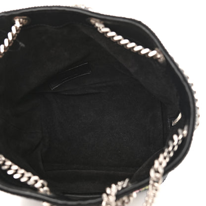 Saint Laurent Woven Wool Embroidered Baby Emmanuelle Bucket Bag Black 4 of 9