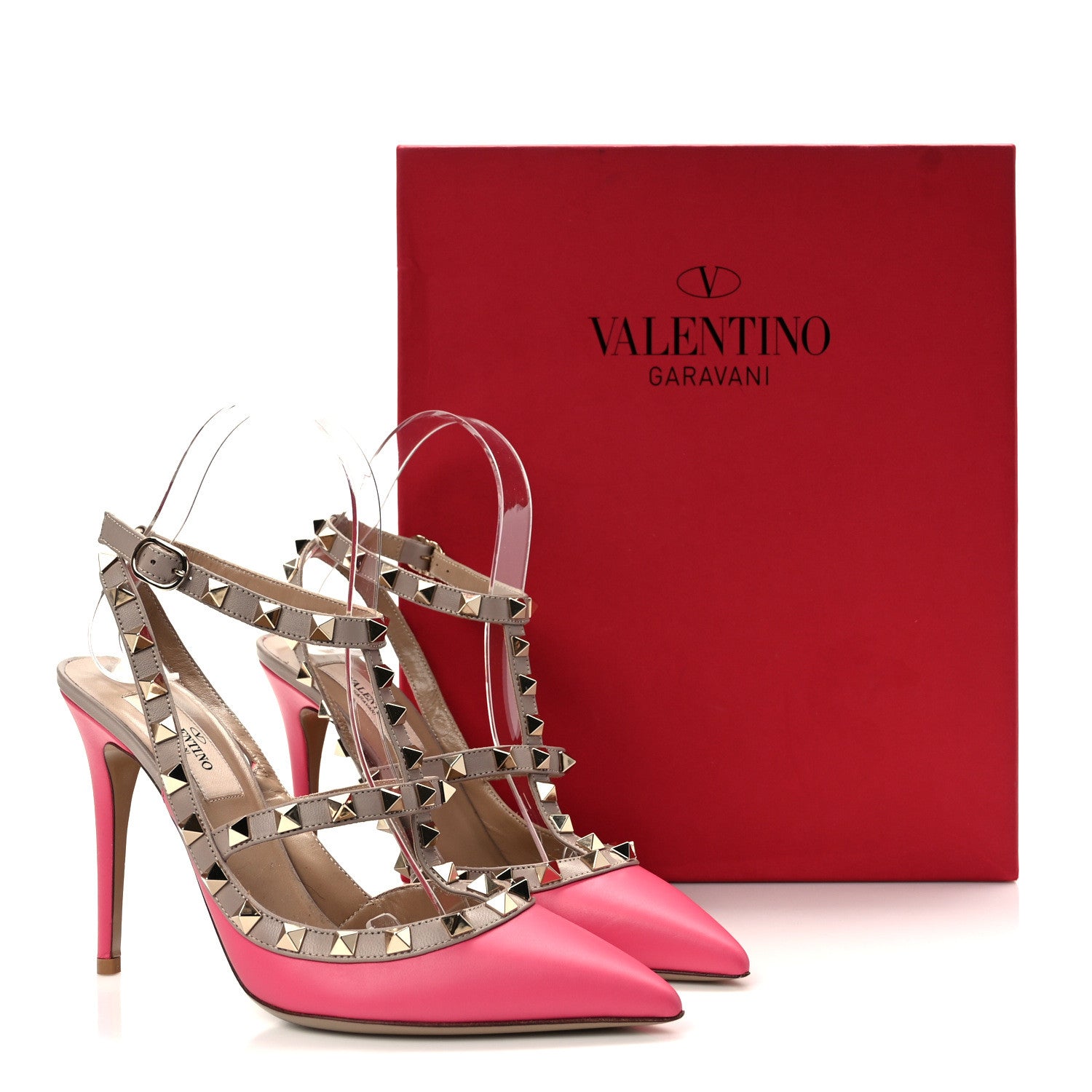 Valentino Garavani Calfskin Nappa Rockstud Ankle Strap 100mm Pumps 37 Shadow Pink Poudre 10 of 10
