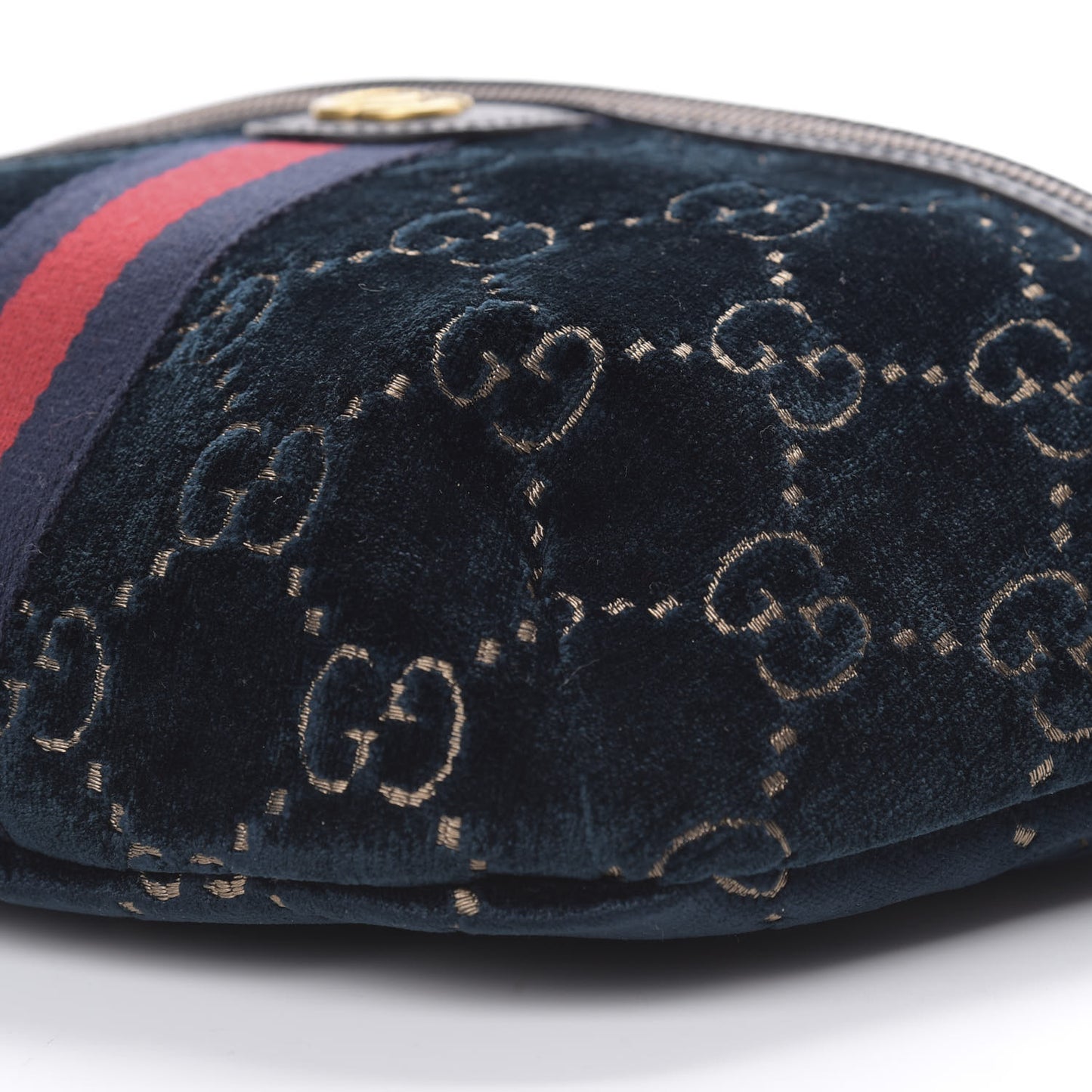 Velvet GG Monogram Web Belt Bag Blue Beige