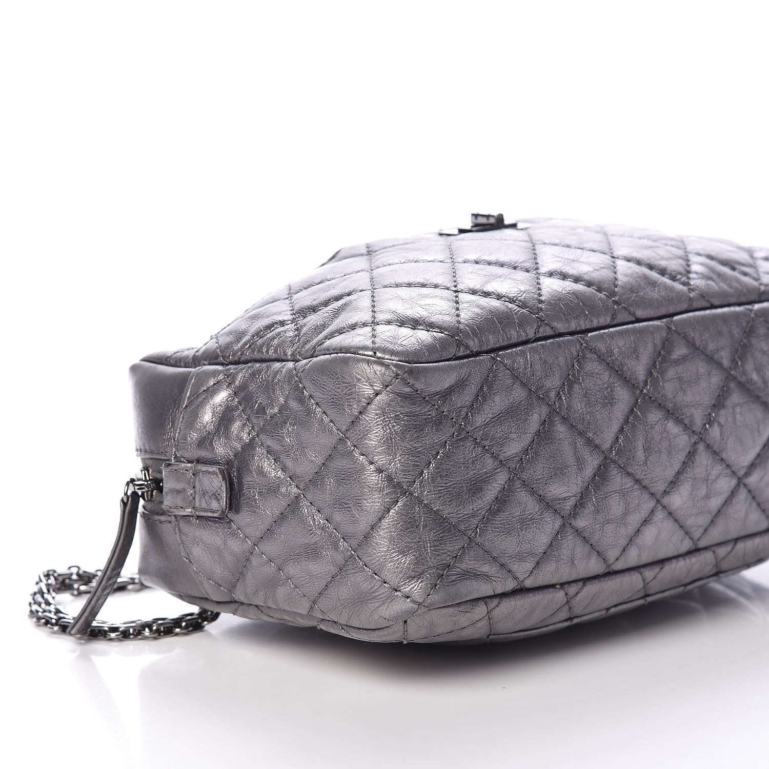 Chanel Metallic Aged Calfskin Quilted Medium Reissue Camera Case Dark Silver 8 of 15