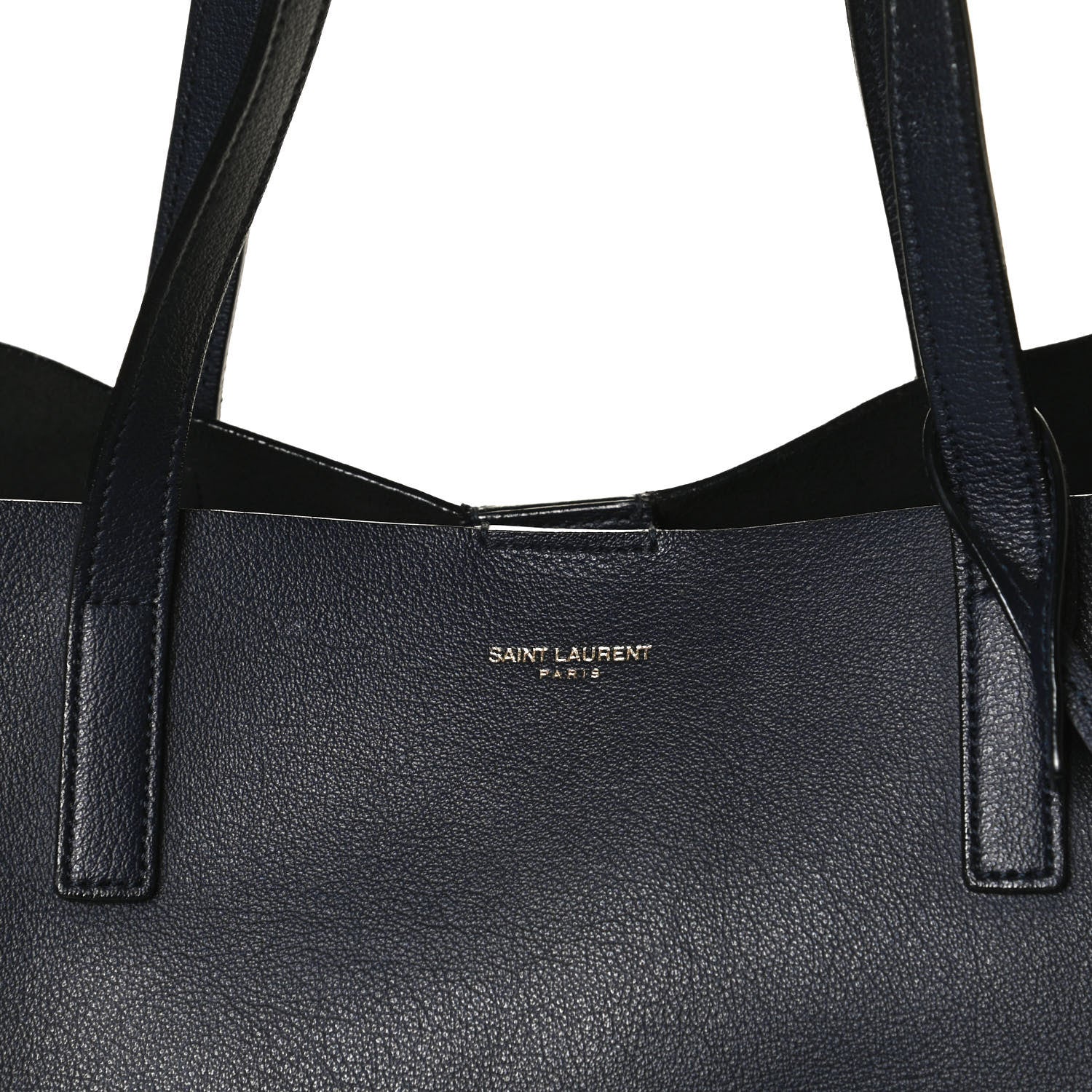 Saint Laurent Calfskin Large Shopping Tote Navy 9 of 17