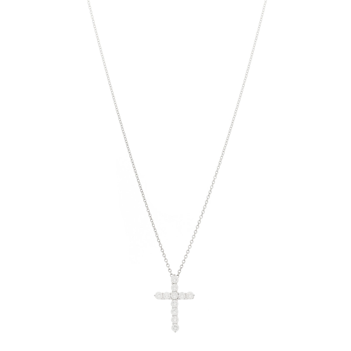 Platinum Diamond Small Cross Pendant Necklace