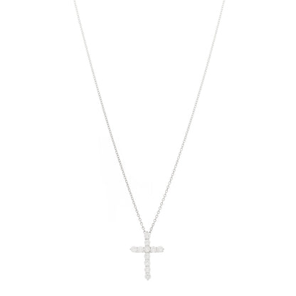 Tiffany Platinum Diamond Small Cross Pendant Necklace 1 of 7