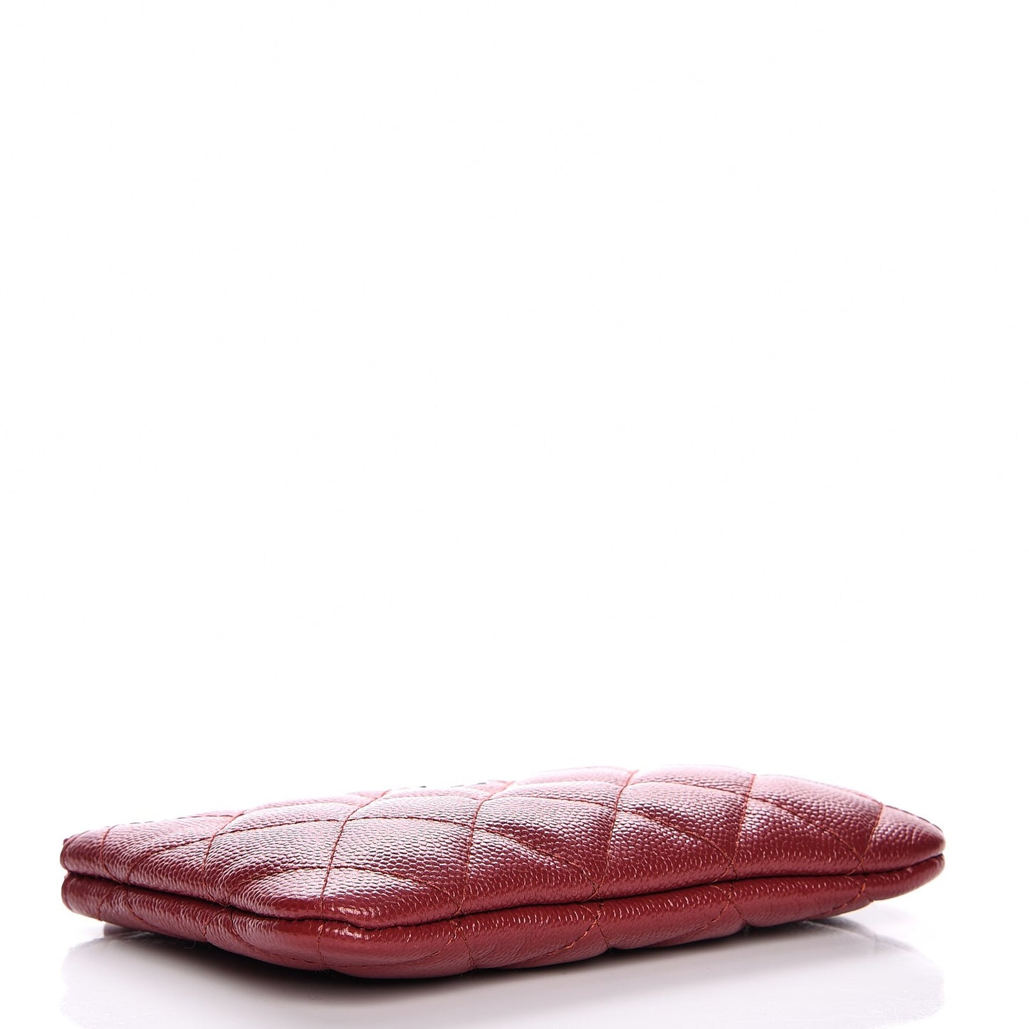Caviar Quilted Small Cosmetic Case Dark Red
