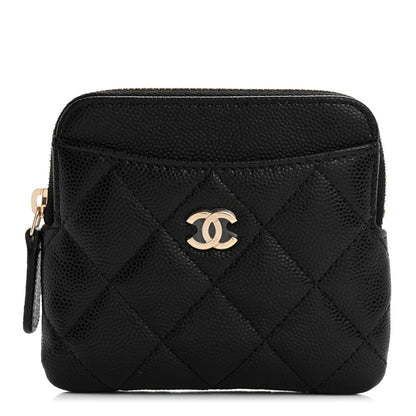 Chanel Caviar Quilted Zip Card Holder Wallet Black 1 of 8