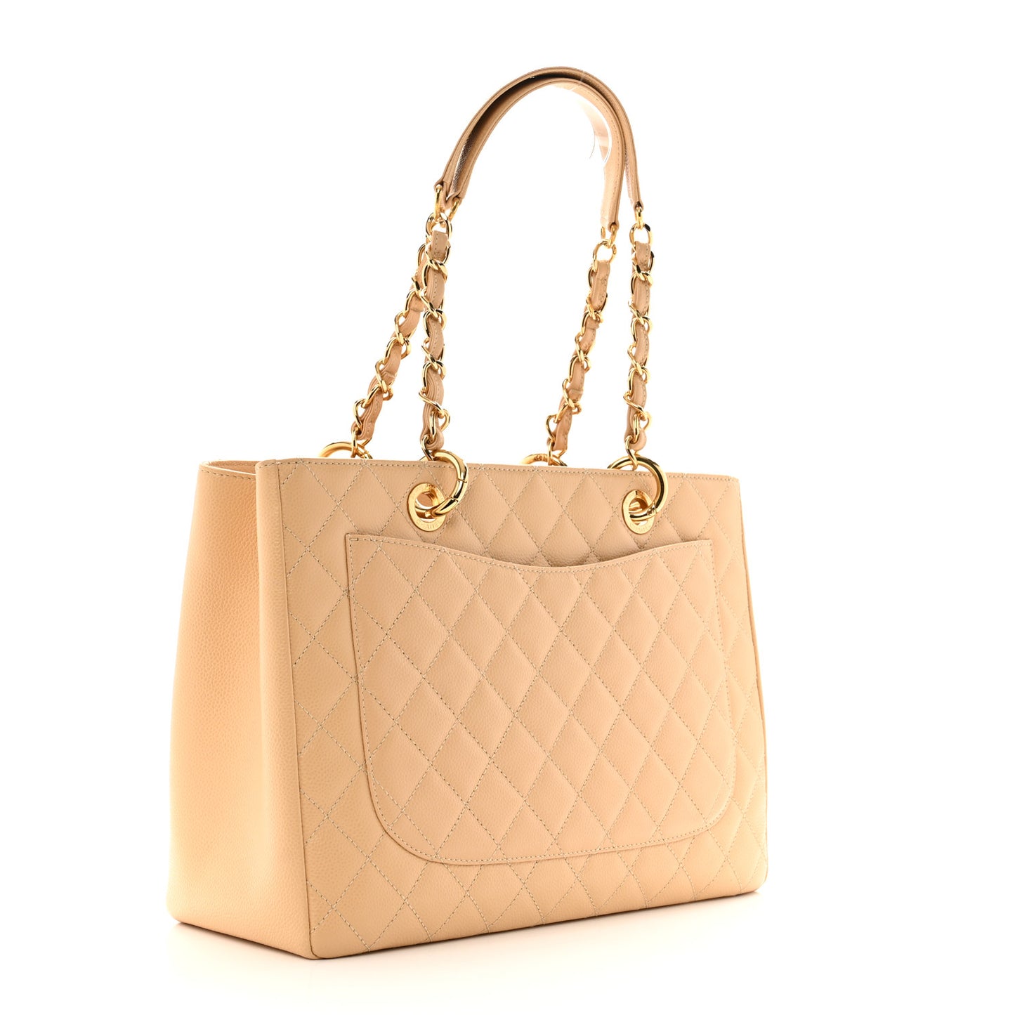 Caviar Quilted Grand Shopping Tote GST Beige
