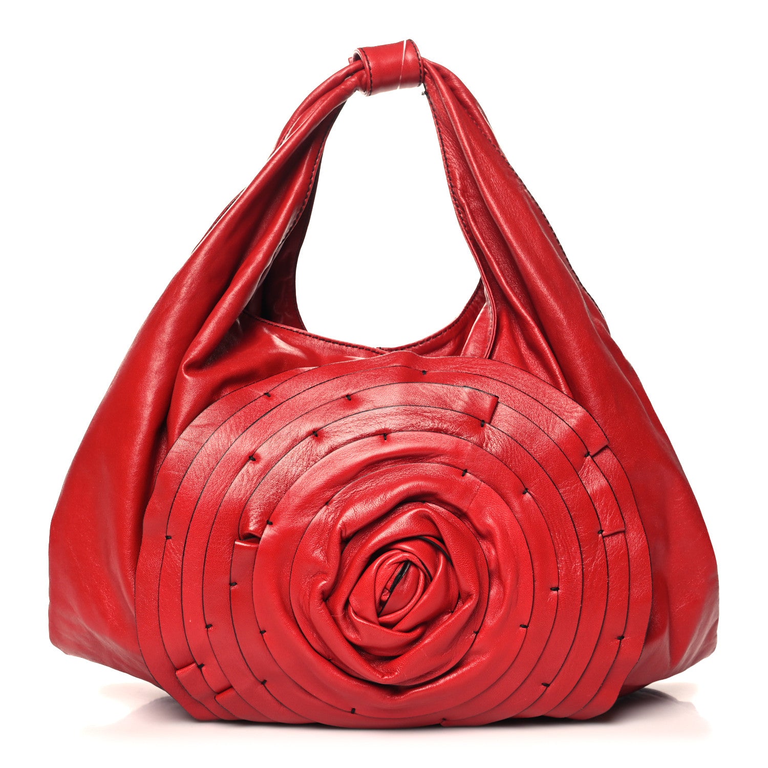 Valentino Garavani Nappa Petale Rose Hobo Red 1 of 10