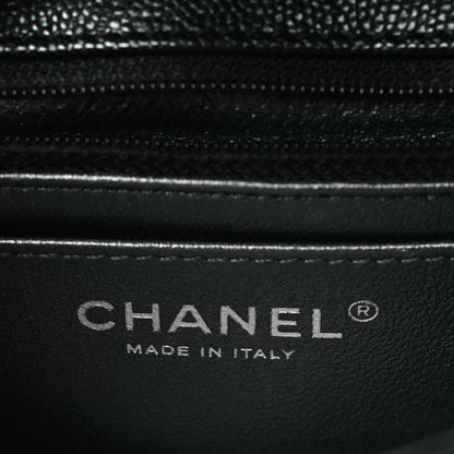 Chanel Metallic Caviar Chevron Quilted Mini Rectangular Flap Black 6 of 11