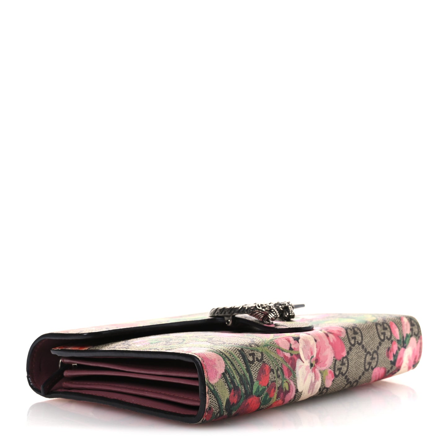 GG Supreme Monogram Blooms Mini Dionysus Chain Wallet Beige Multicolor Dry Rose