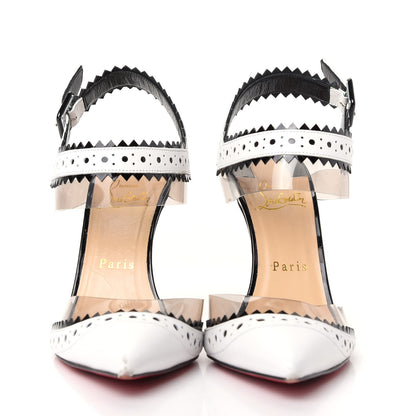 Christian Louboutin Patent Kid PVC Chouette 100 Pumps 38 White 2 of 9