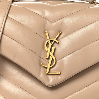 Saint Laurent Calfskin Y Quilted Monogram Small Loulou Chain Satchel Dark Beige Dark Beige 8 of 10