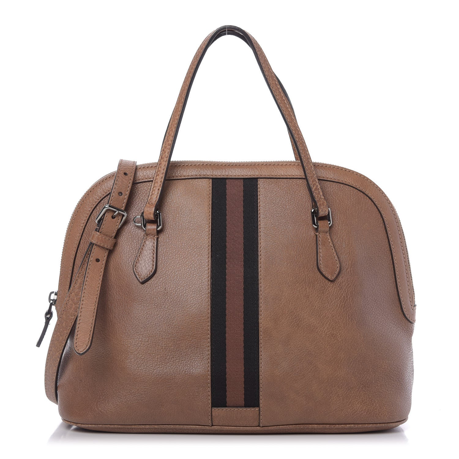 Gucci Calfskin Medium Web Dome Bag Brown 1 of 10