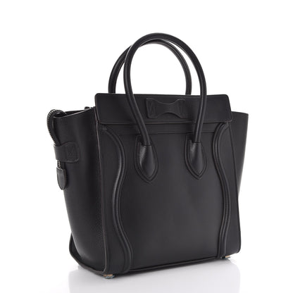 Celine Drummed Calfskin Micro Luggage Black 3 of 11
