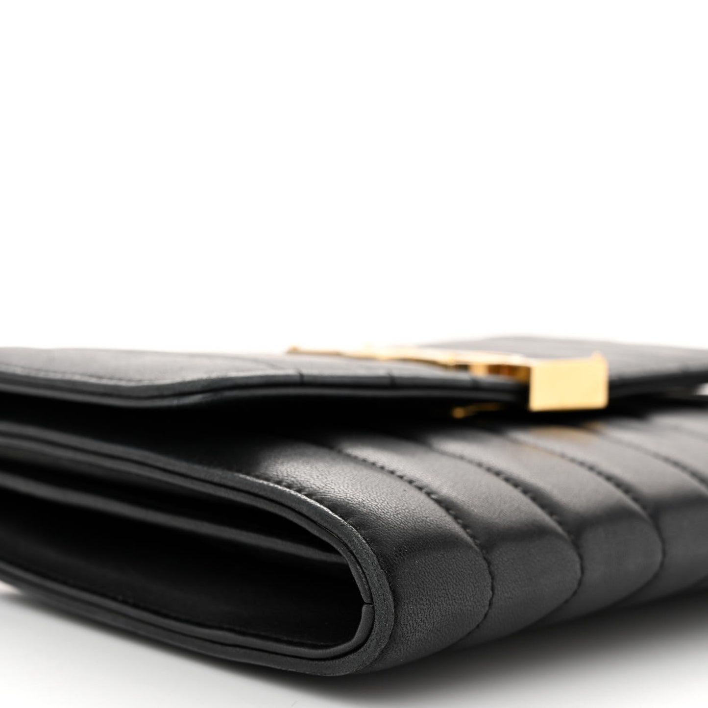 Lambskin Matelasse Monogram Vicky Chain Wallet Black
