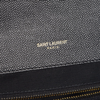 Saint Laurent Grain De Poudre Matelasse Chevron Large Monogram Satchel Black 7 of 9