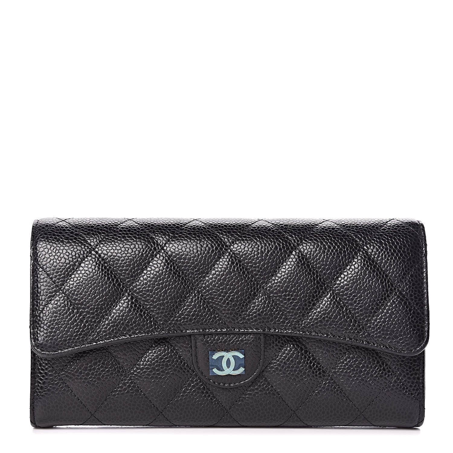 Chanel Caviar Quilted Large Gusset Flap Wallet Black 1 of 10