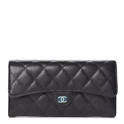 Chanel Caviar Quilted Large Gusset Flap Wallet Black 1 of 10