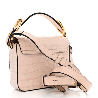 Chloe Calfskin Crocodile Embossed Mini C Double Carry Cement Pink 3 of 10