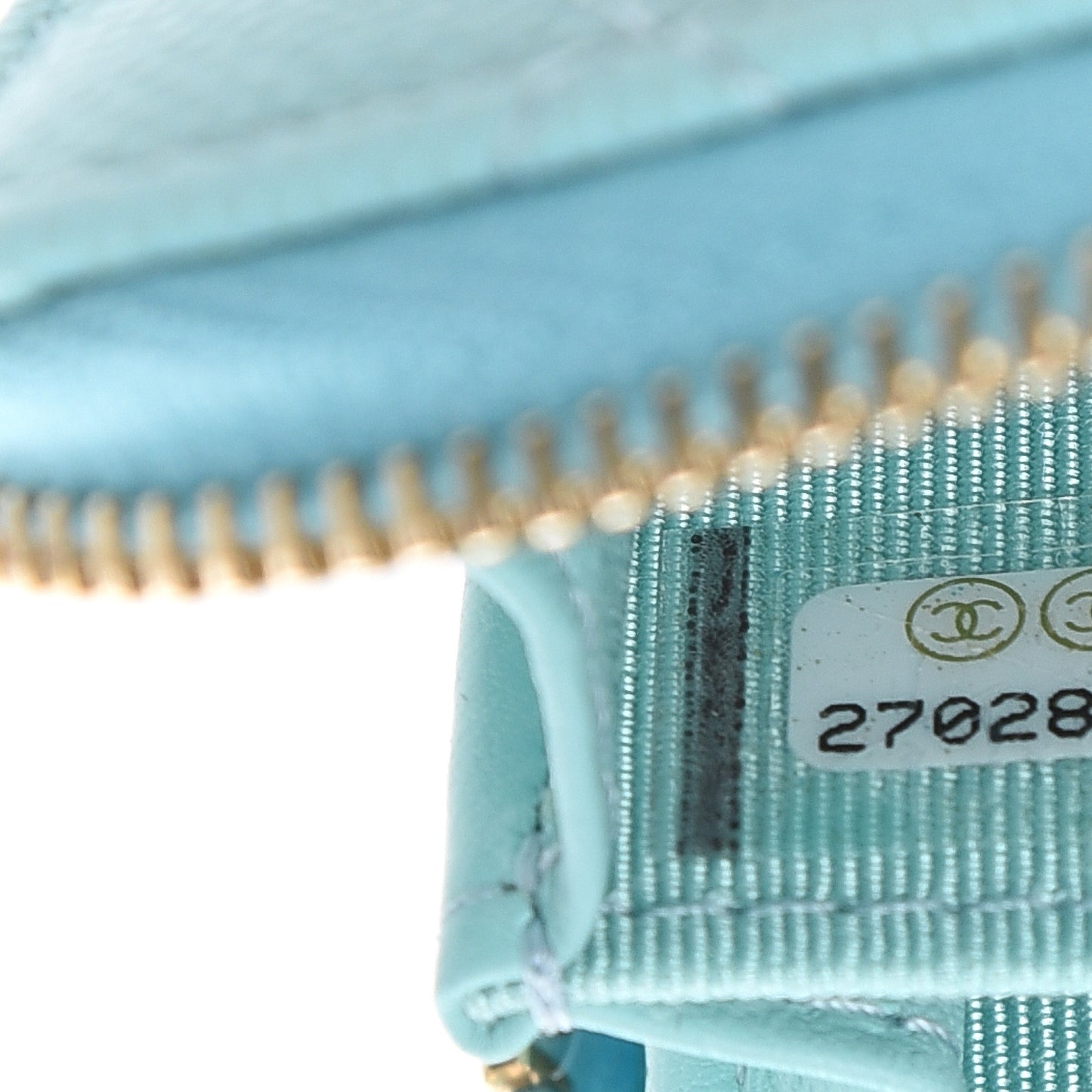 Caviar Quilted Zip Coin Purse Light Blue