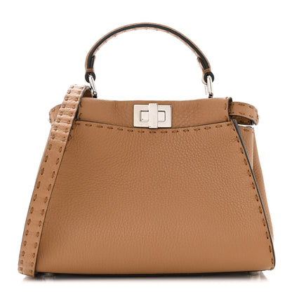 Fendi Cuoio Romano Selleria Bi-Color Mini Peekaboo Iconic Satchel Mou Milk 1 of 13