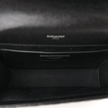 Saint Laurent Grain De Poudre Textured Mixed Matelasse Triquilt Medium Monogram Satchel Black 5 of 12