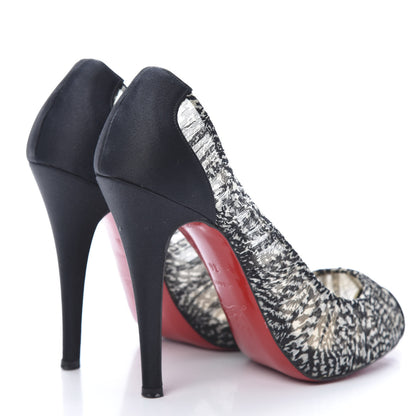 Christian Louboutin Satin Chiffon Ambrosina Pumps 36 Black White 4 of 9
