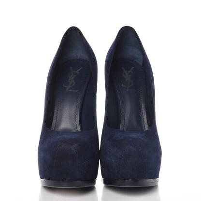 Saint Laurent Kid Scamosciato Tribtoo 105 Pumps 40 Blue Intense 2 of 10