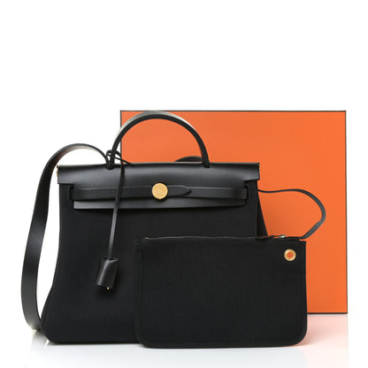 Hermes Military Toile Vache Hunter Herbag Zip PM 31 Black 17 of 17