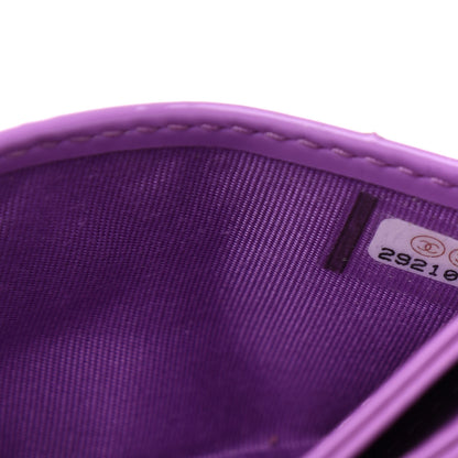 Chanel Patent Quilted Card Holder Purple 8 of 9