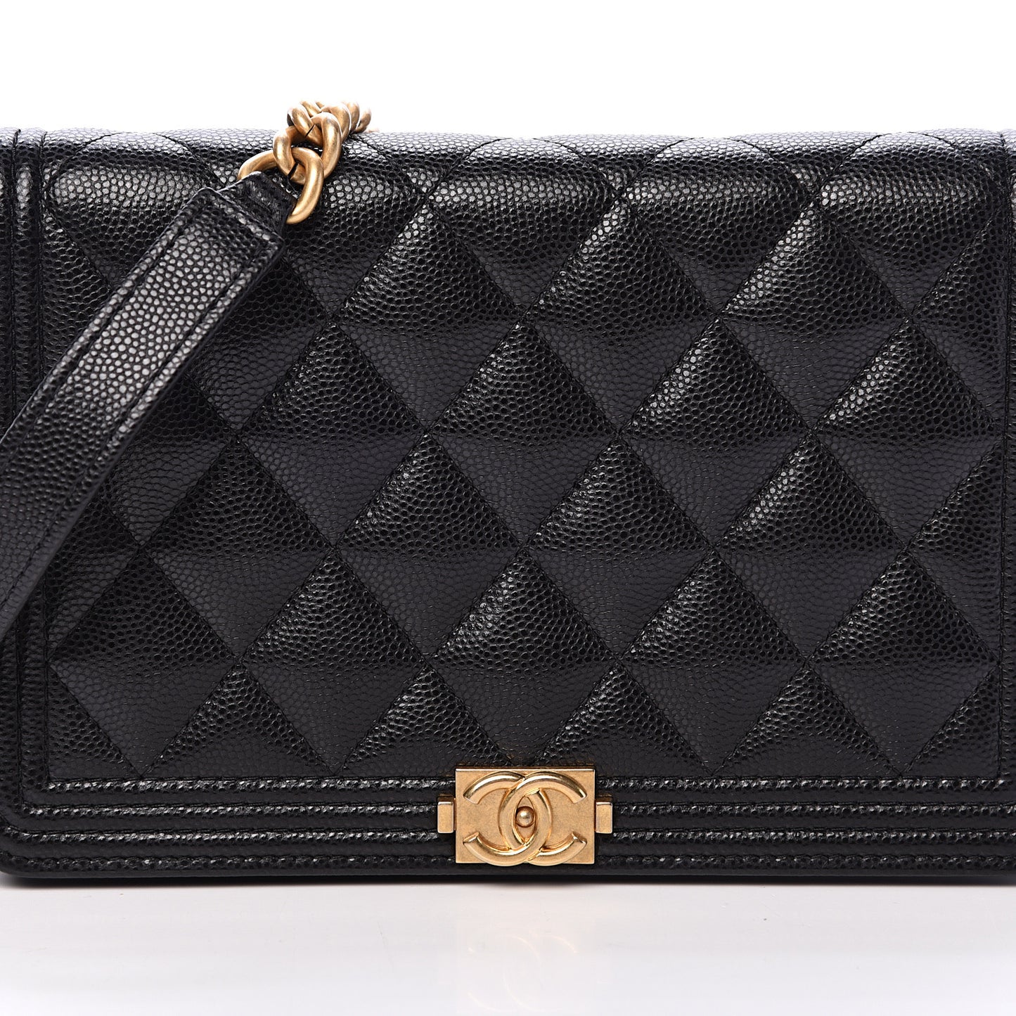 Caviar Quilted Boy Wallet On Chain WOC Black
