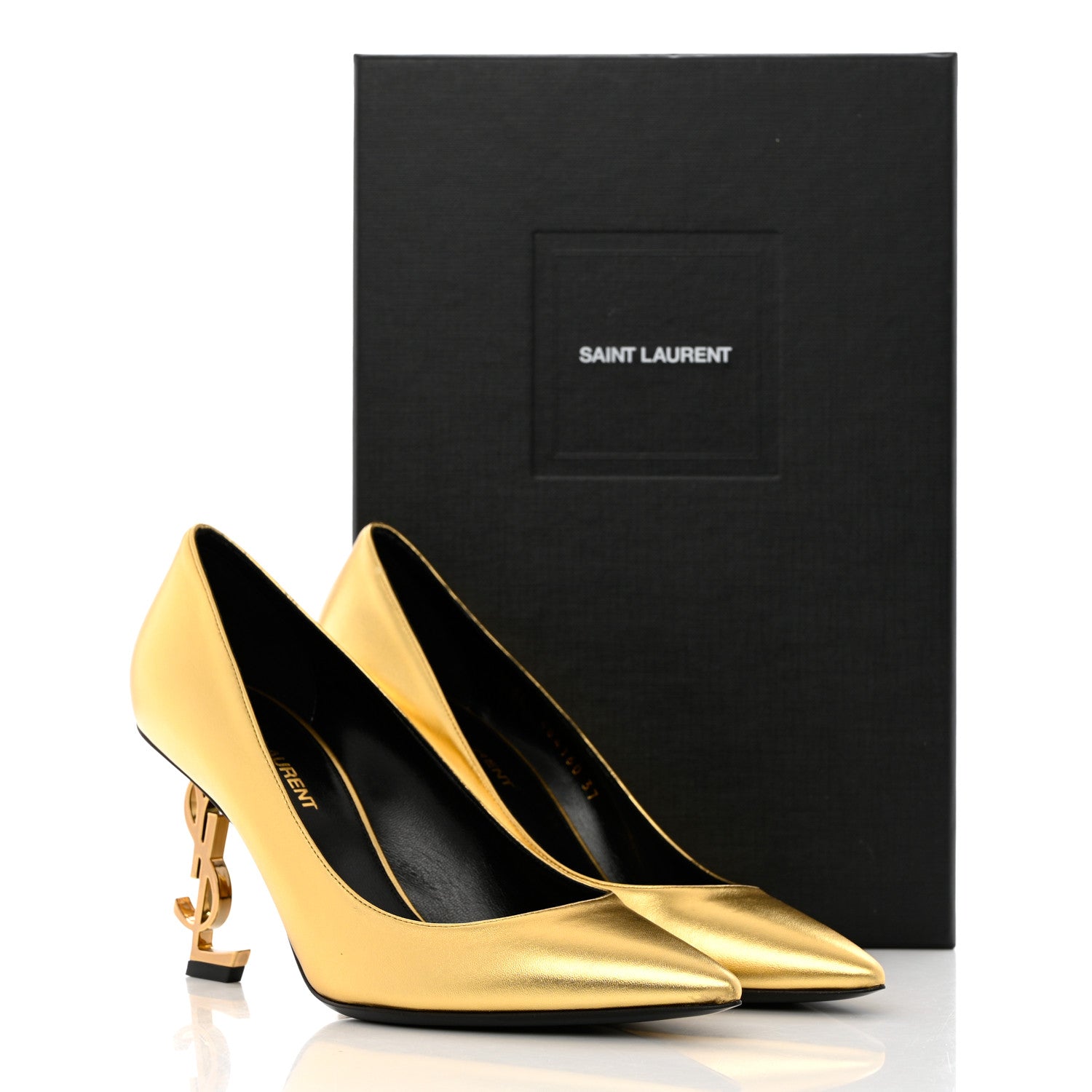 Saint Laurent Calfskin Opyum 100 Pumps 37 Gold 11 of 11