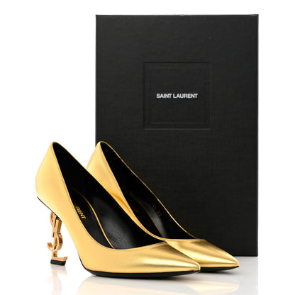 Saint Laurent Calfskin Opyum 100 Pumps 37 Gold 11 of 11