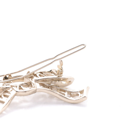 Chanel Metal Crystal Bow-tiful CC Hair Clip Gold 3 of 5
