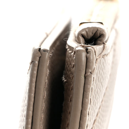 Saint Laurent Grain De Poudre Matelasse Chevron Monogram Zipped Card Case Dark Beige 8 of 12