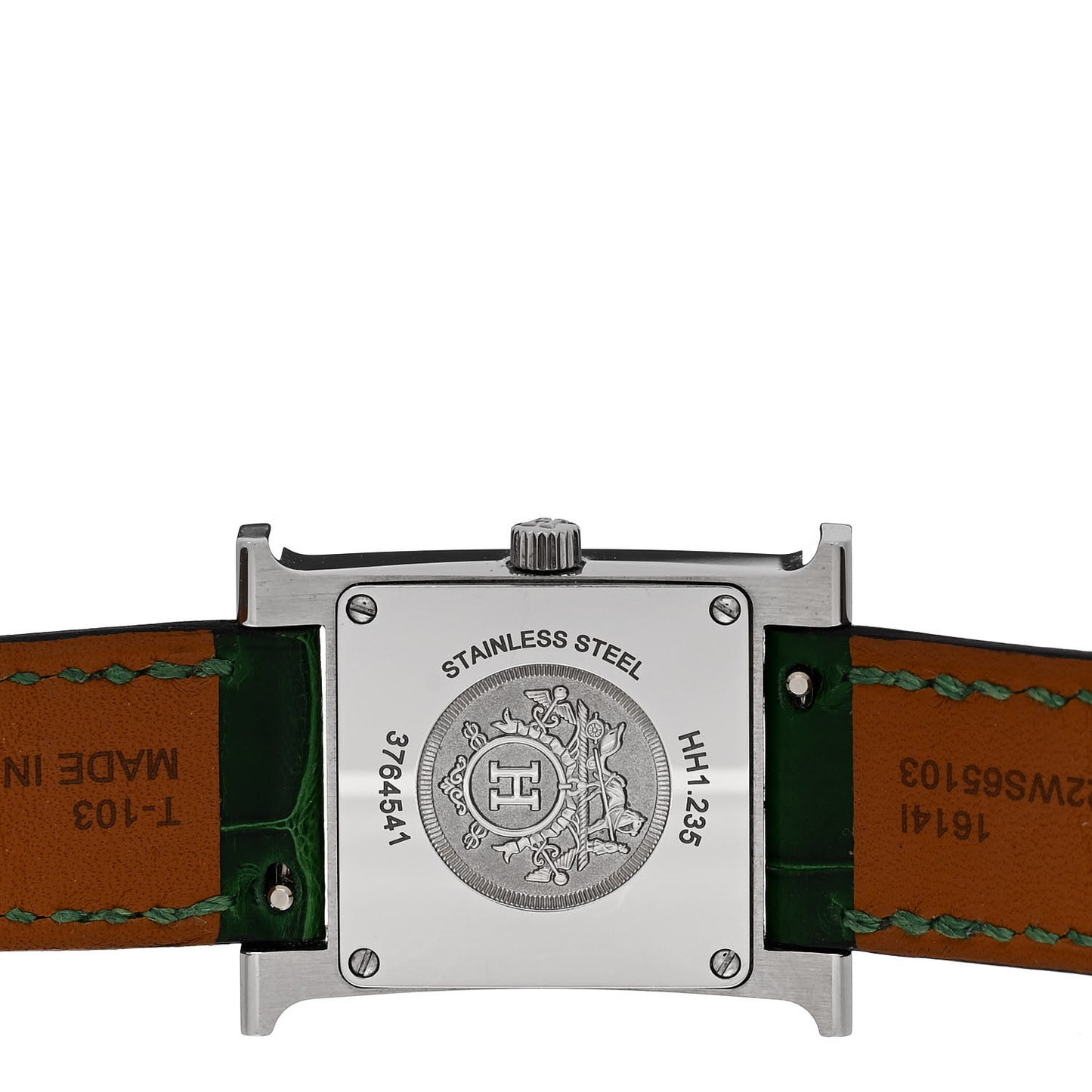 Stainless Steel Alligator Diamond Bezel Mother of Pearl 21mm Heure H Hour Quartz Watch Vert Moyen