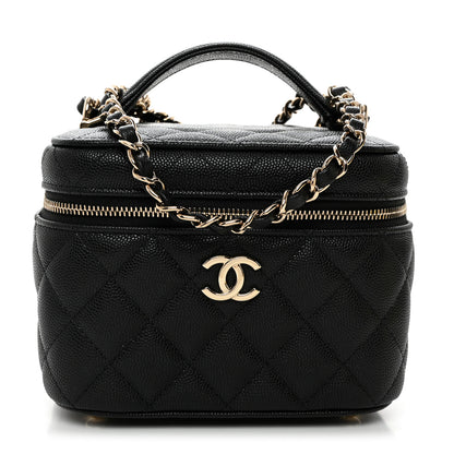 Chanel Caviar Quilted Small Top Handle Vanity Case With Chain Black 1 of 11