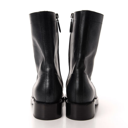Chanel Iridescent Calfskin Lace Up Combat Boots 38 Black 5 of 9