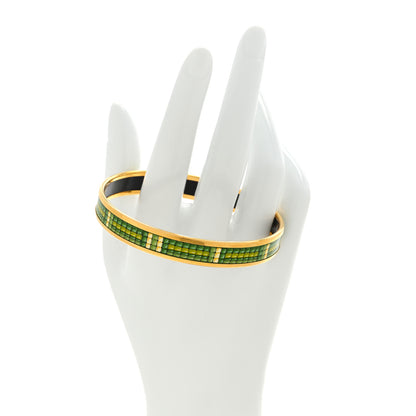 Hermes Enamel Printed Narrow Bracelet 70 Green 4 of 9